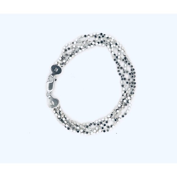 Unknown Jewelry - Elegant Milor 5 Strand Sterling Silver 925 Bracelet Small Silver Beads 7" Length